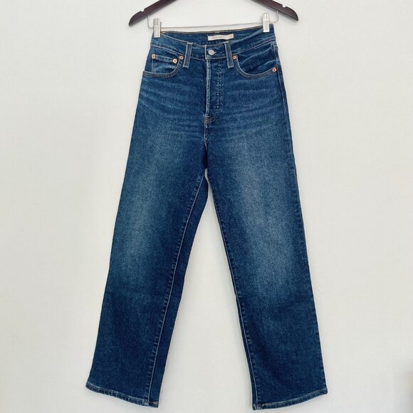 Levi’s Ribcage Straight Ankle Jeans Size 25 High Rise Button Fly Light Wash - Picture 2 of 7